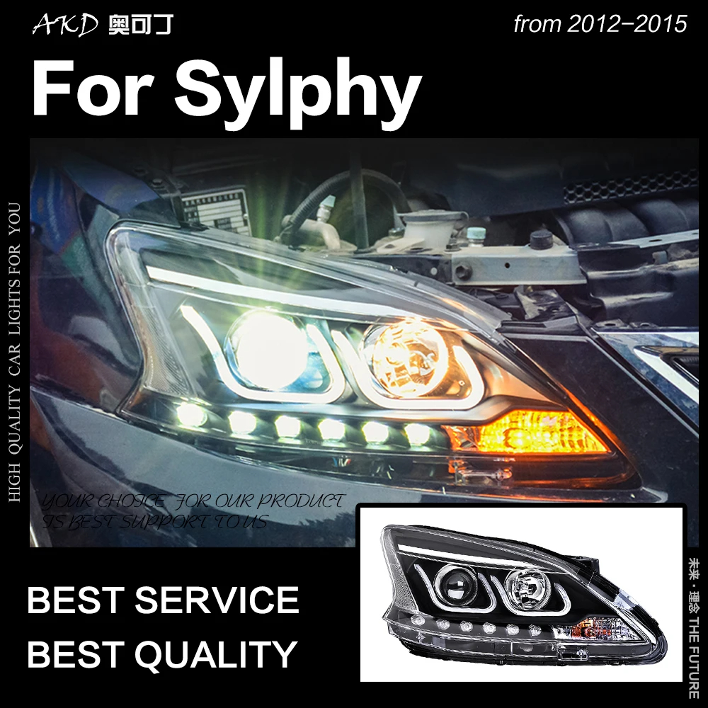 AKD Car Styling Head Lamp For Sylphy Headlights 2012 2014 Sentra LED