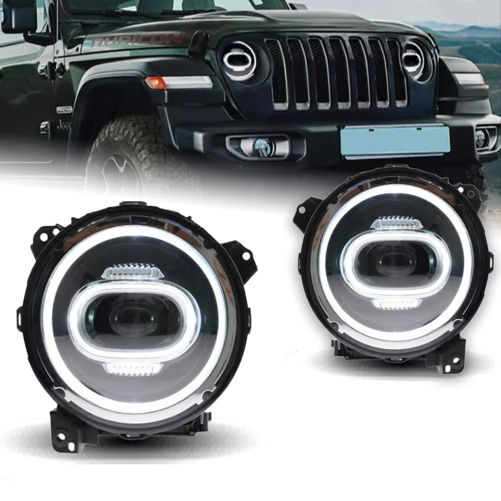 AKD Head Lamp for Jeep Wrangler LED Headlight 2018-2021 Headlights Wrangler DRL Turn Signal High Beam Angel Eye Projector Lens