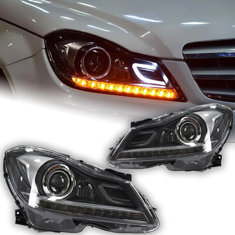 AKD Car Styling Headlights for Benz W204 C180 C200 C260 LED Headlight 2011-2013 Head Lamp DRL Signal Projector Lens Automotive