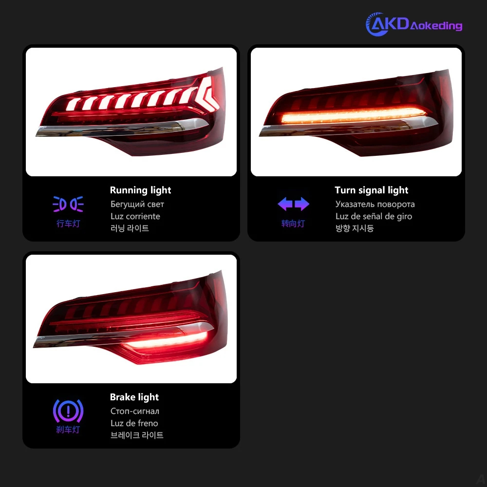 AKD Car Styling Tail Lamp for Audi Q7 Tail Lights 2006-2015 Q7 LED Tail Light DRL Brake Reverse Stop Lamp Automotive Accessories