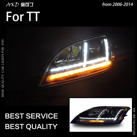 AKD Car Styling Headlights for Audi TT LED Headlight 2006-2012 Head Lamp Hid Bi Xenon DRL Signal Projector Lens Automotive Accessori