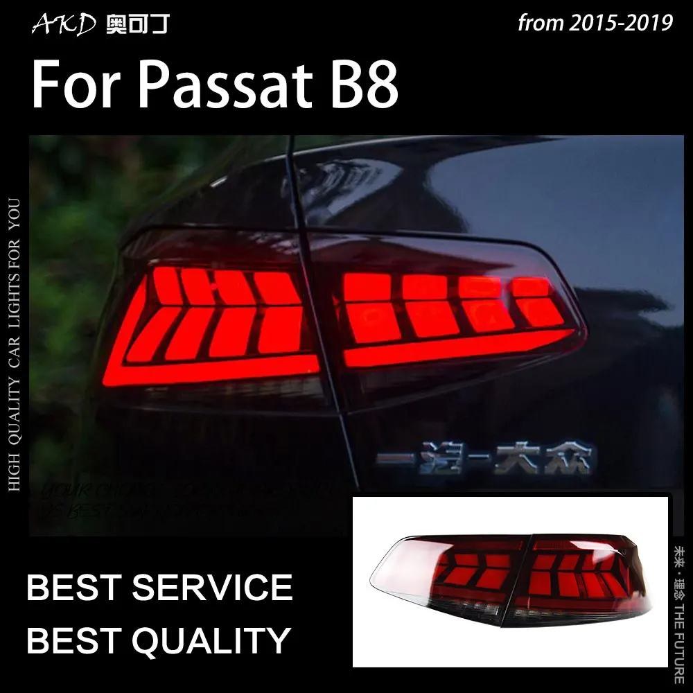 AKD Car Styling for VW Passat B8 Tail Light 2015-2019 Passat Europe LED Tail Lamp LED DRL Dynami Signal Brake Reverse auto Accessories