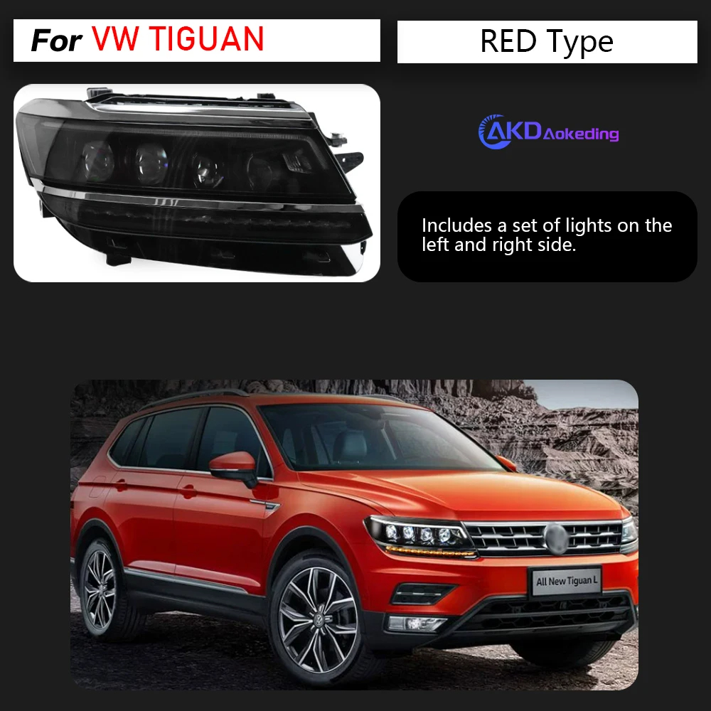 AKD Car Styling Head Lamp for VW Tiguan Headlights 2017-2019 New Tiguan LED Headlight DRL All LED light Source Accessories