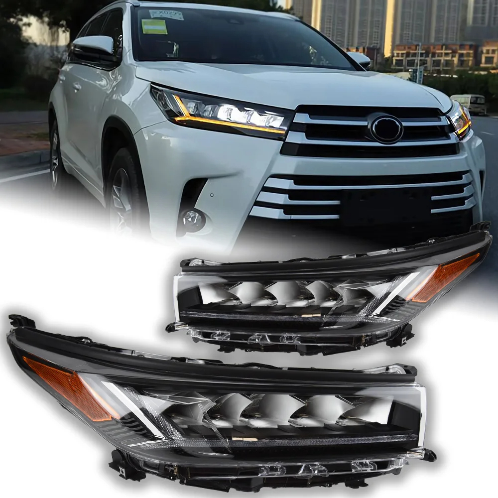 AKD Car Lights for Toyota Highlander 2018-2022 Kluger LED Auto Headlight Assembly Upgrade Crystal Matrix Dynamic Signal Lamp Accessories