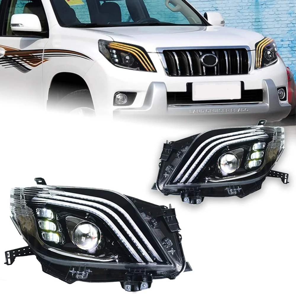 AKD Car Styling Head Lamp for Toyota Prado LED Headlight Projector Lens 2010-2013 Front Drl Signal Automotive Accessories