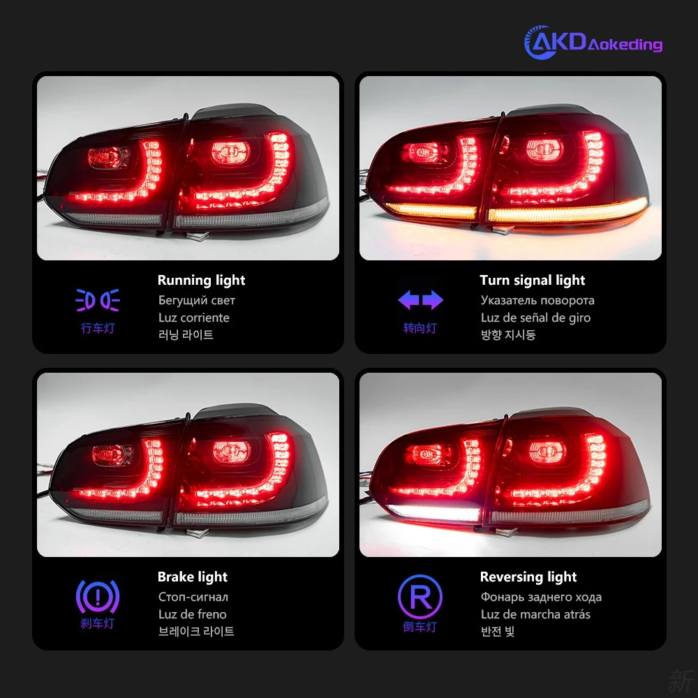 AKD Car Styling for VW Golf 6 Tail Lights 2009-2012 Golf6 R20 LED Tail Lamp LED DRL Dynami Signal Brake Reverse auto Accessories