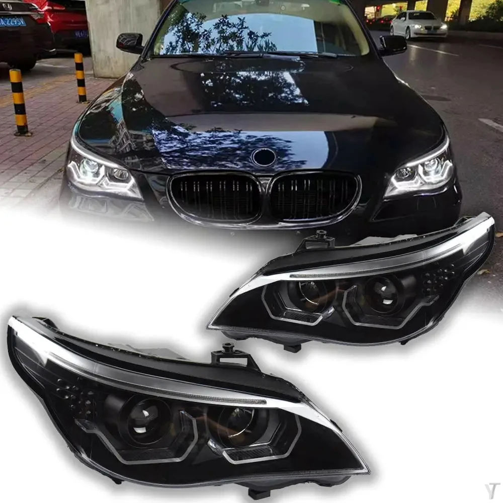 AKD Car Front Headlight For BMW E60 2003-2010 523i 530i LED Head Lamp Styling Dynamic Turn Signal Lens Automotive Accessories 2PCS