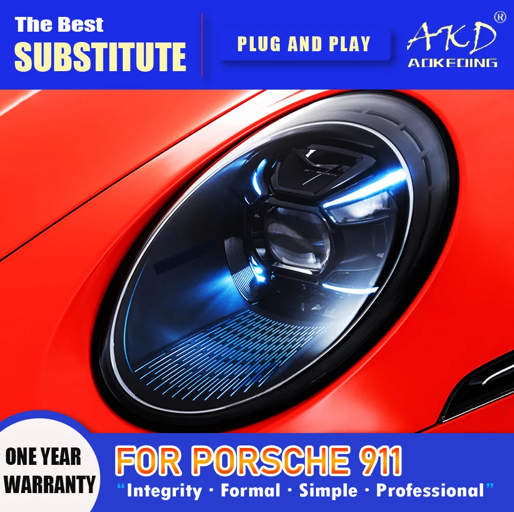 AKD Car Styling for Porsche 911 Headlights 2011-2017 991 LED Headlight Projector Lens DRL Head Lamp Auto Accessories