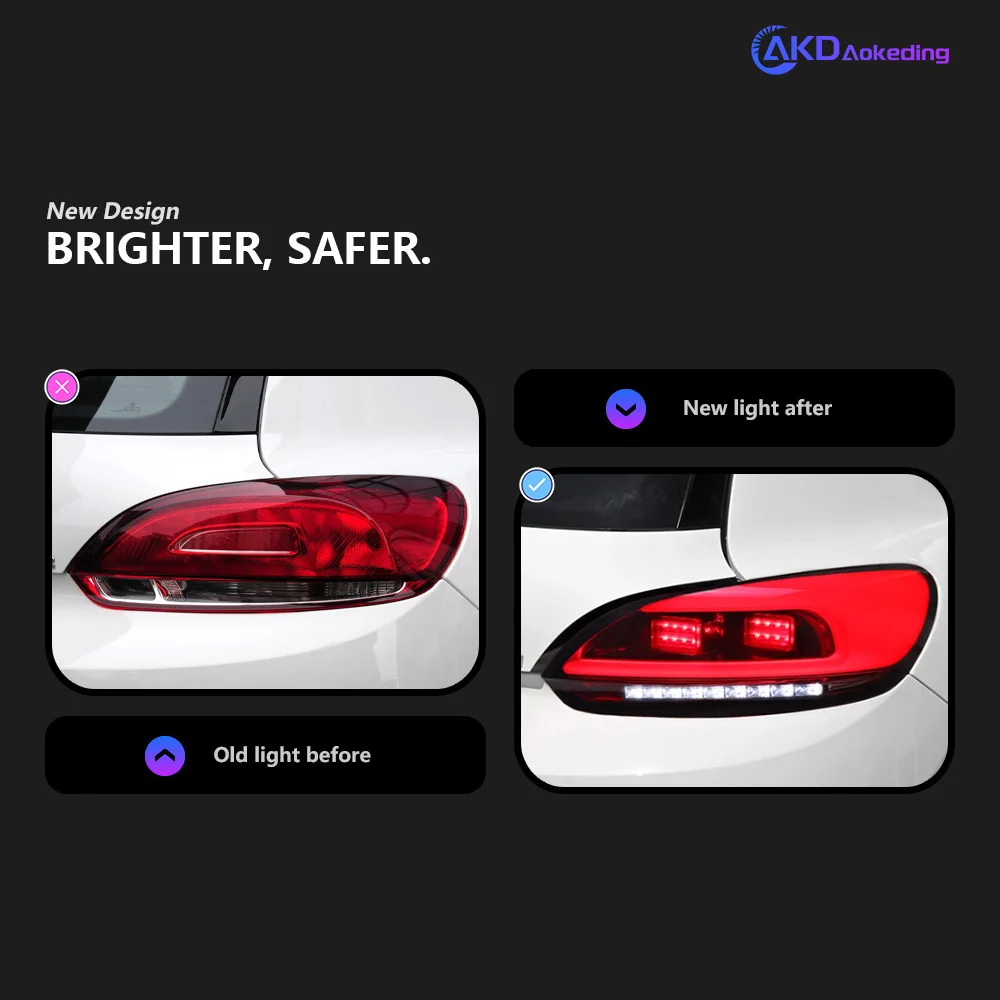 AKD Auto Parts For VW Scirocco Tail light 2009-2015 Styling LED Running Lights Sequential Signal Car Accesorios Modified