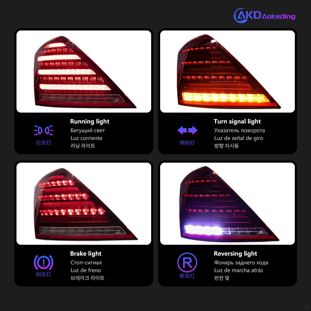 AKD Car Styling Tail Lamp for Benz W221 Tail Lights 2006-2013 S300 S350 S400 LED Tail Light DRL Dynamic Signal Lamp Auto Accessories