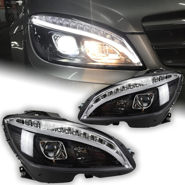 AKD Car Styling Headlights for Benz W204 LED Headlight 2007-2010 Head Lamp DRL Signal Hid Bi Xenon Angel Eyes Projector Lens Auto Accessories