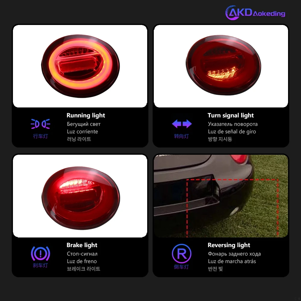 AKD Car Styling for VW Beetle Tail Lights 1998-2005 Beetle LED Tail Light DRL Rear Lamp Turn Signal Reverse Brake Accessories