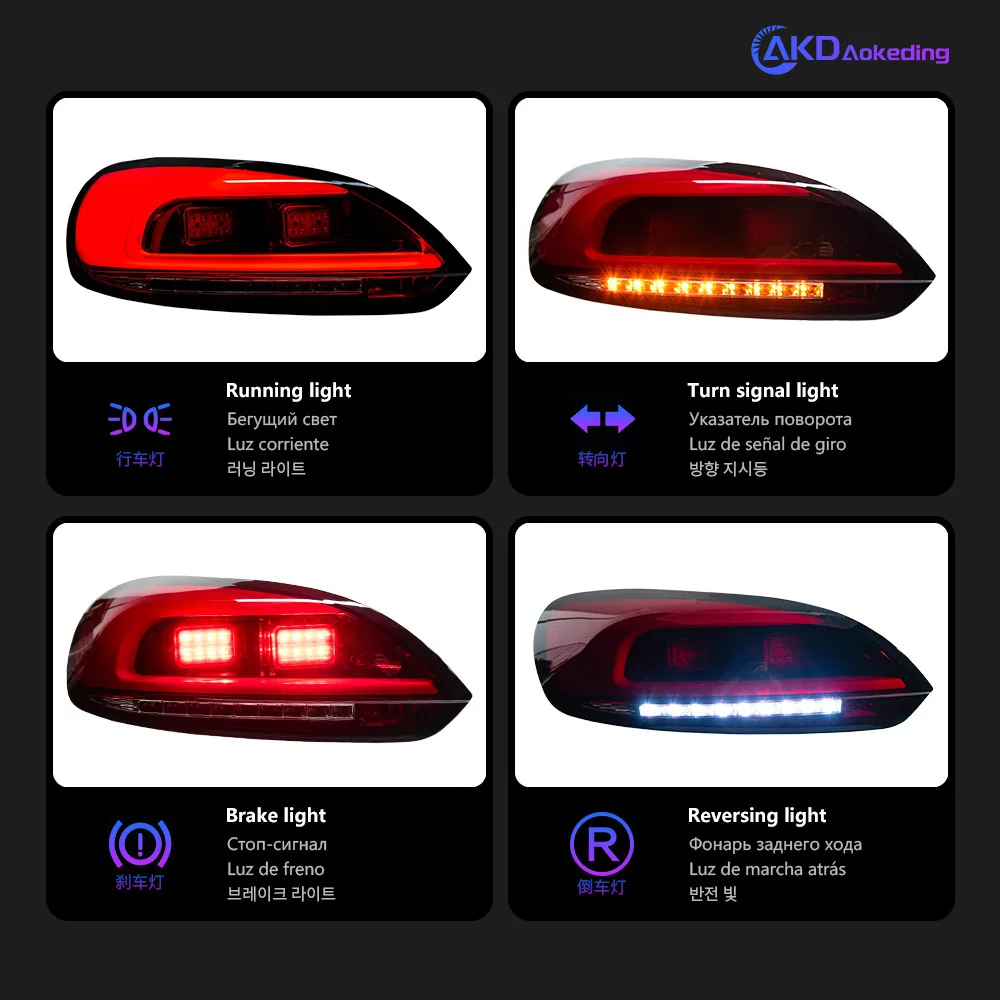 AKD Auto Parts For VW Scirocco Tail light 2009-2015 Styling LED Running Lights Sequential Signal Car Accesorios Modified