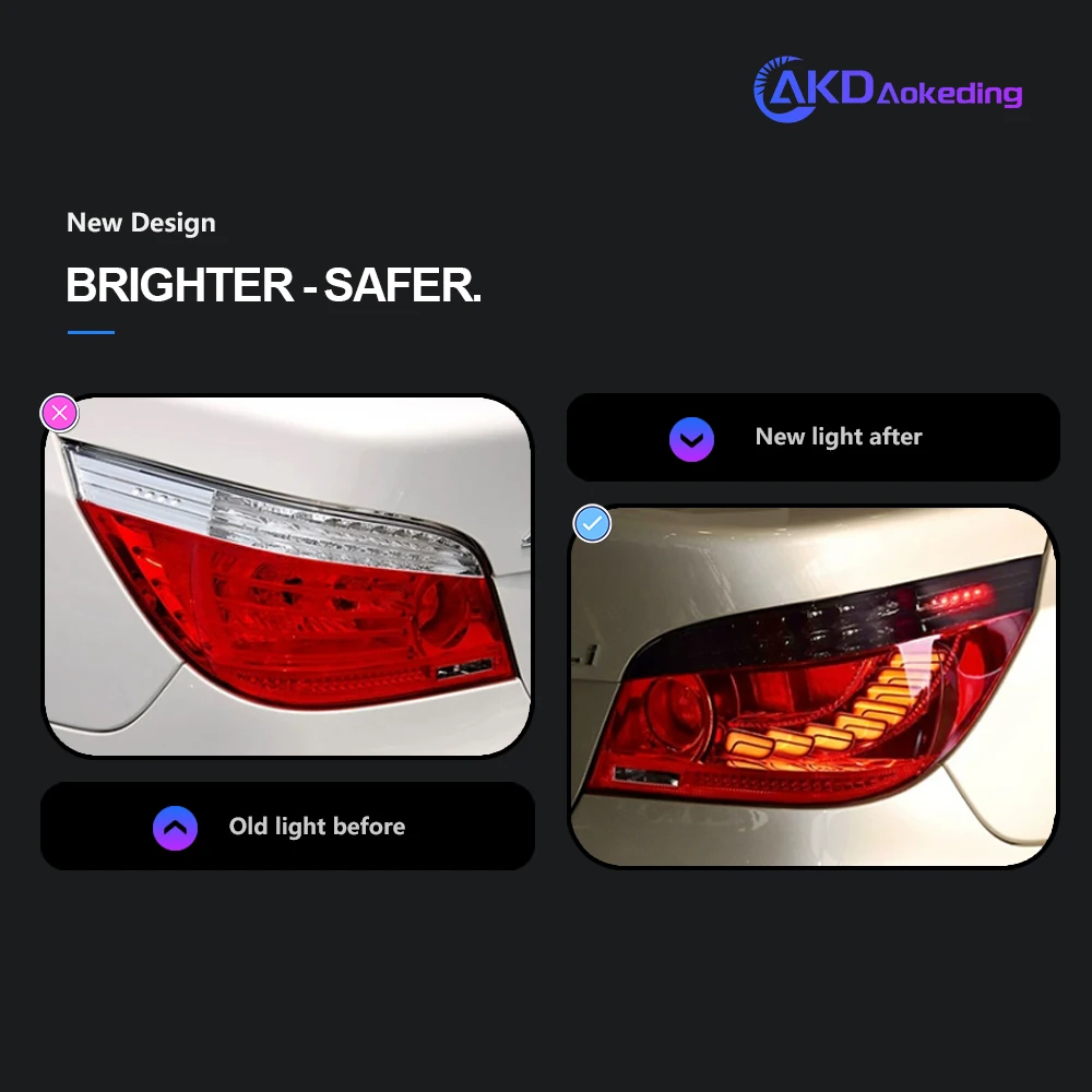 AKD Car Light for BMW E60 LED Tail Light 2003-2009 523i 525i 530i Rear Lamp DRL Dynamic Signal Brake Reverse Auto Accessories