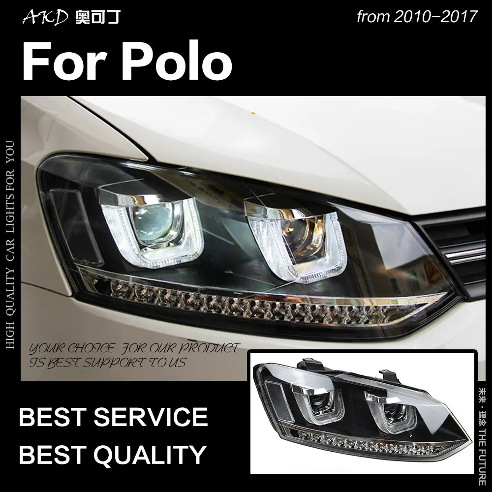 AKD Car Styling for VW Polo Headlights 2010-2017 Polo LED Headlight LED DRL Hid Head Lamp Angel Eye Bi Xenon Beam Accessories