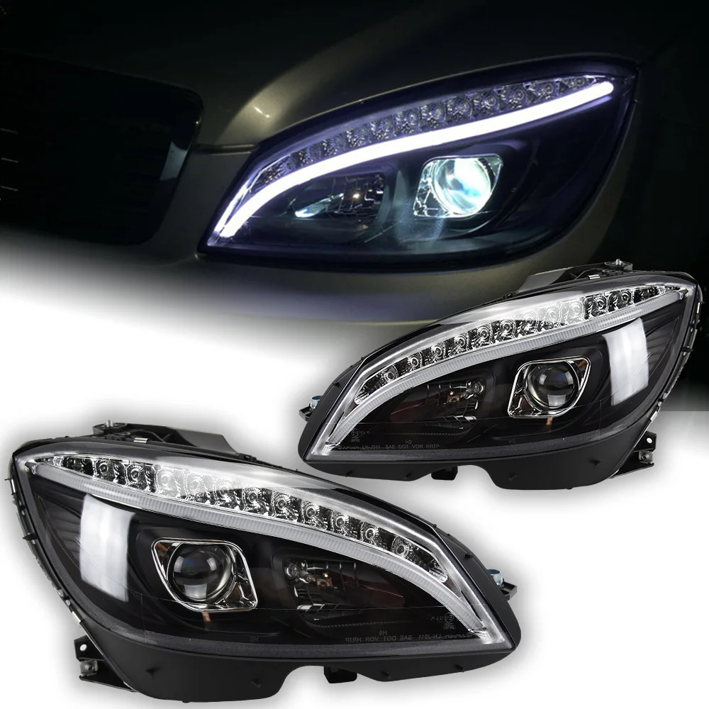 AKD Car Styling Headlights for Benz W204 LED Headlight 2007-2010 Head Lamp DRL Signal Hid Bi Xenon Angel Eyes Projector Lens Auto Accessories