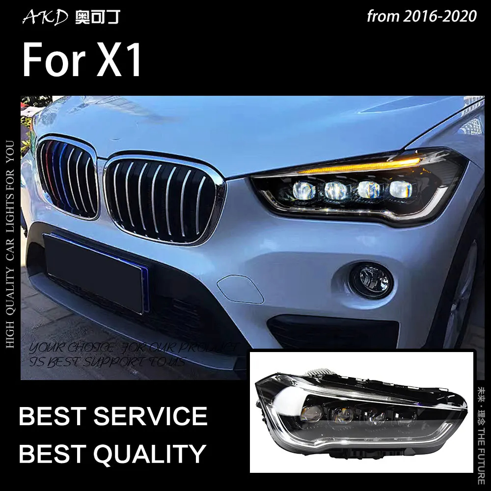 AKD Car Lights for BMW X1 LED Headlight Porjector Lens 2016-2020 F48 F49 Animation DRL Signal Head Lamp Automotive Accessories