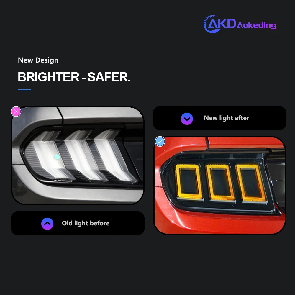 AKD Car Styling for Ford Mustang Tail Lights 2015-2022 Dynamic Signal Tail Lamp LED Tail Light DRL Brake Reverse auto Accessories