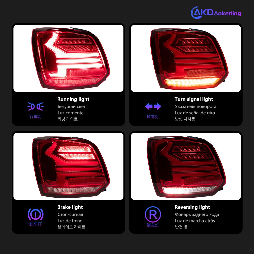 AKD Car Styling for VW Polo Tail Light 2010-2019 Polo LED Tail Lamp LED DRL Dynamic Signal Brake Reverse auto Accessories