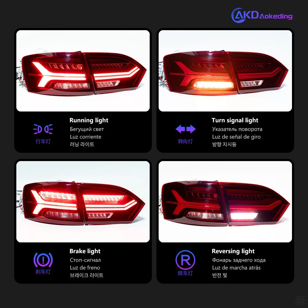 AKD Car Styling for VW Jetta Tail Lights 2011-2014 Audi-Design Jetta Mk6 LED Tail Lamp LED DRL Dynami Signal auto Accessories