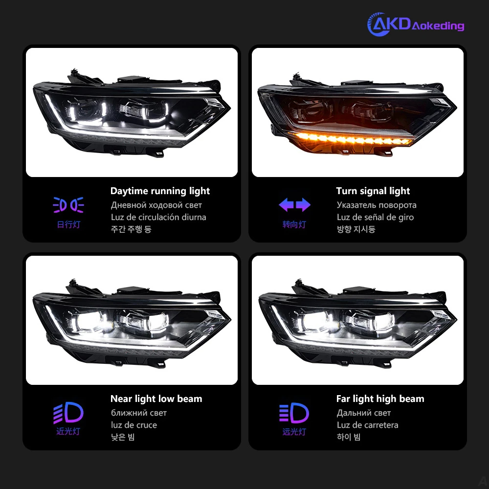 AKD Car Lights for VW Passat B8 LED Headlight Projector Lens 2016-2019 Magotan Headlights DRL Head Lamp Angel Eye Accessories