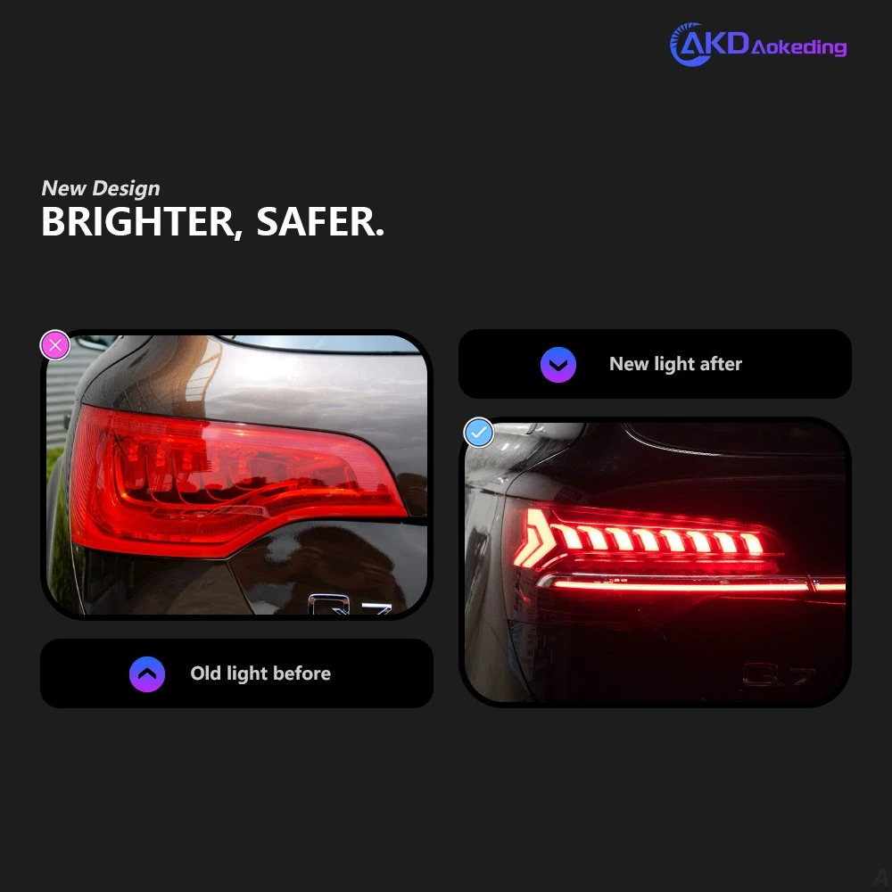 AKD Car Styling Tail Lamp for Audi Q7 Tail Lights 2006-2015 Q7 LED Tail Light DRL Brake Reverse Stop Lamp Automotive Accessories