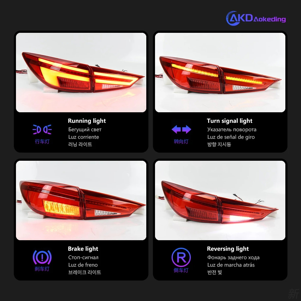 AKD Car Styling Tail Lamp for Mazda 3 Axela LED Tail Light 2014-2018 Mazda3 DRL Dynamic Signal Brake Reverse auto Accessories