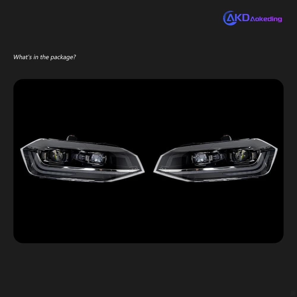 AKD Car Lights for VW Polo LED Headlight Projector Lens 2011-2018 Vento Head Lamp DRL Hid Head Lamp Bi Xenon Beam Accessories