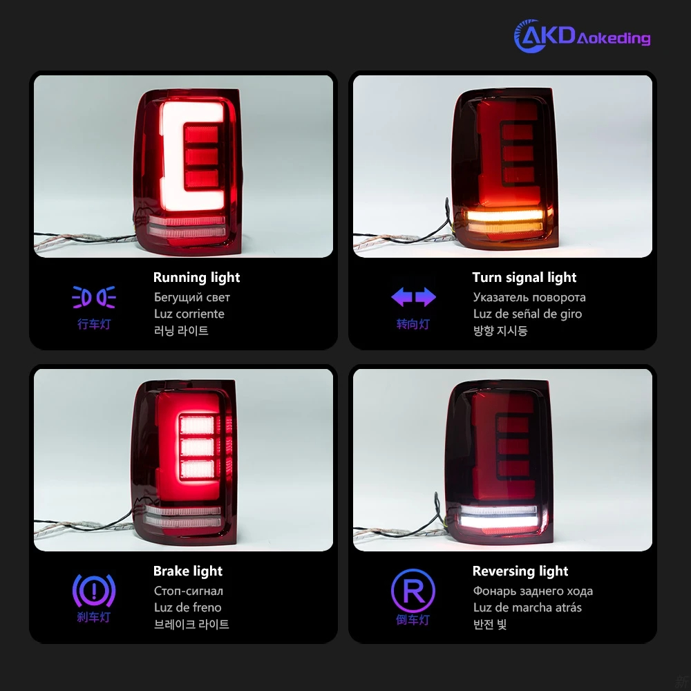 AKD Car Styling for VW Amarok Tail Lights 2010-2020 Amarok LED Tail Lamp LED DRL Dynami Signal Brake Reverse auto Accessories