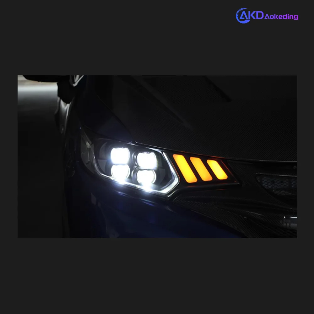 AKD Auto Parts For Honda Fit GK5 Headlights Jazz 14-20 Mustang Styling LED Daytime Lights Dual Projector DRL Car Accesorios Modified