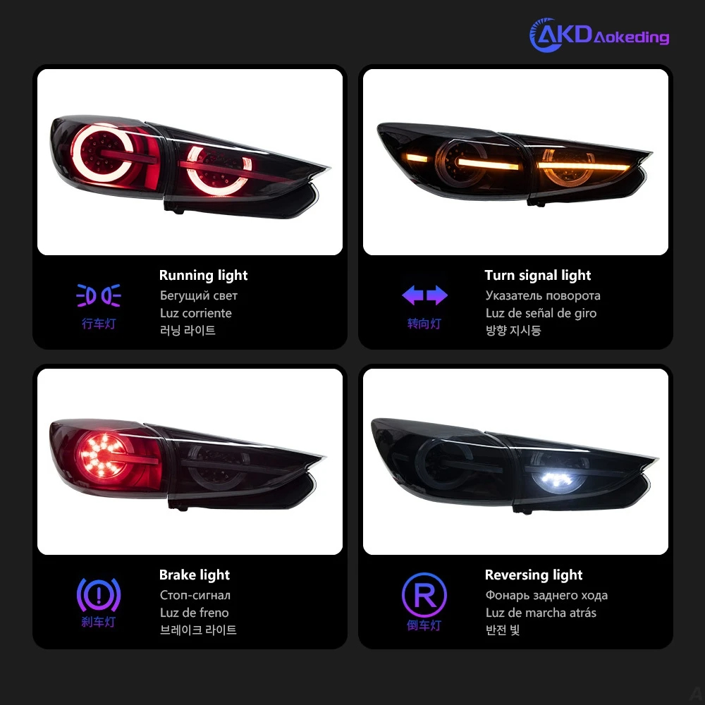 AKD Car Styling Tail Lamp for Mazda 3 Axela 2014-2019 LED Tail Light Hatchback Mazda3 DRL 5-door Dynamic Signal Reverse auto Accessories