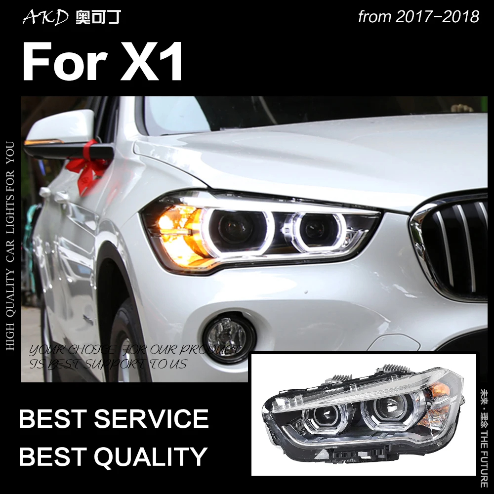 AKD Car Styling Head Lamp for BMW X1 Headlights 2016-2020 F48 F49 All LED Headlight Lens DRL Angel Eye Automotive Accessories