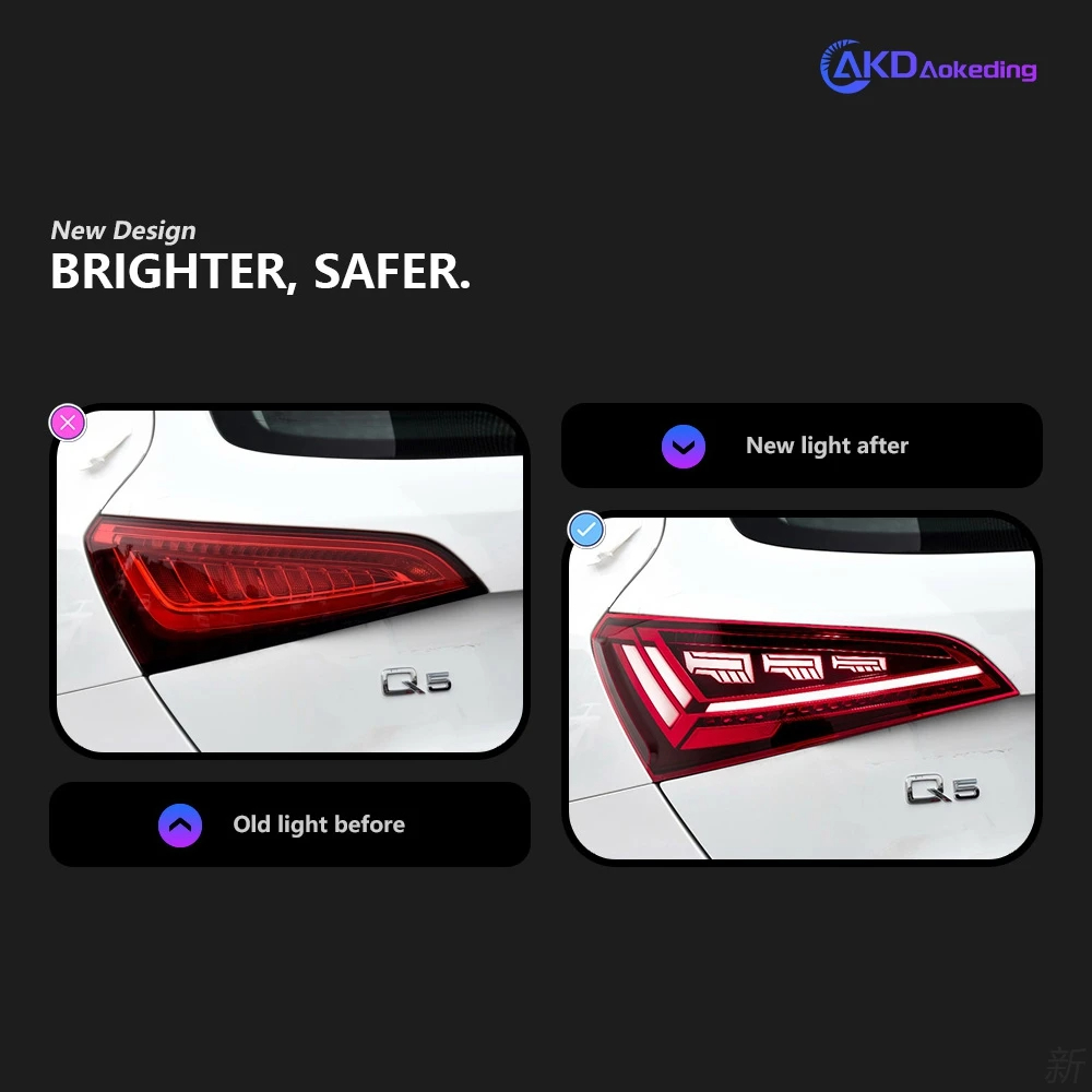 AKD Car Lights for Audi Q5 Tail Light 2008-2017 Animation LED Tail Lamp Rear Lamp Turn Signal Dynamic DRL Automotive Accessories