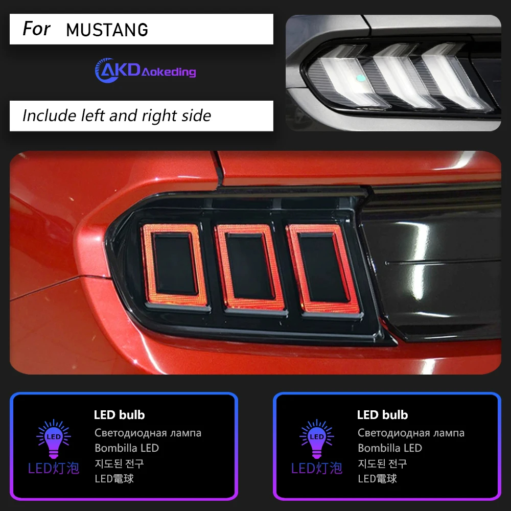 AKD Car Styling for Ford Mustang Tail Lights 2015-2022 Dynamic Signal Tail Lamp LED Tail Light DRL Brake Reverse auto Accessories