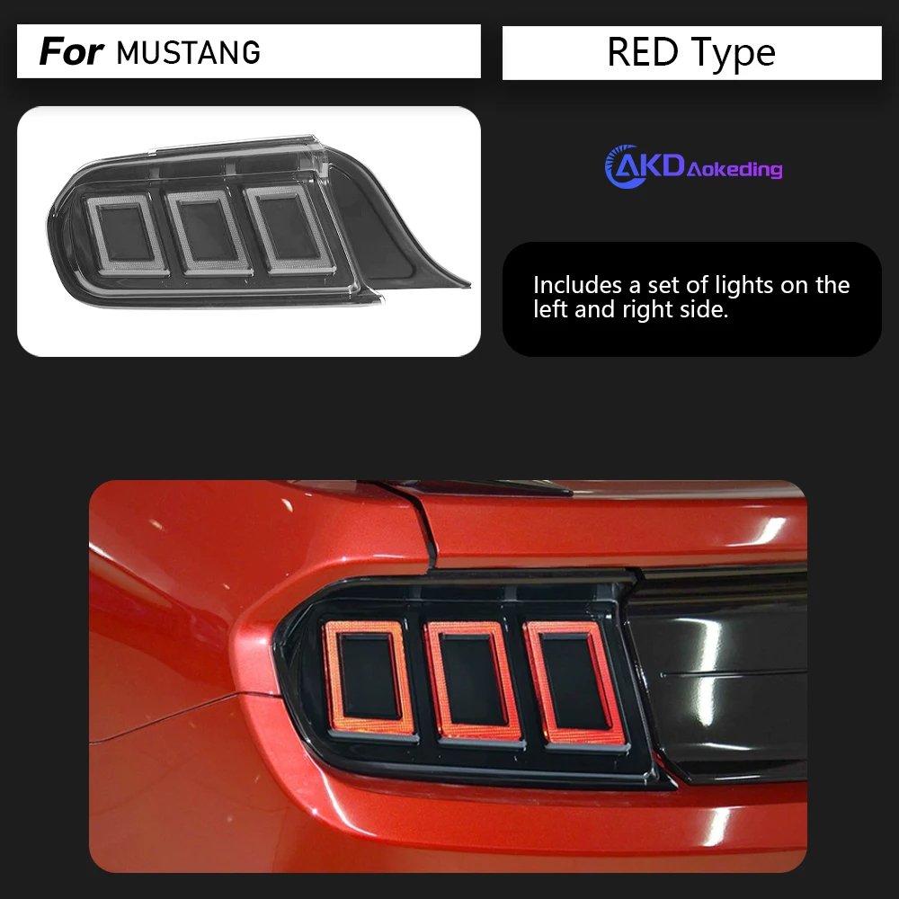 AKD Car Styling for Ford Mustang Tail Lights 2015-2022 Dynamic Signal Tail Lamp LED Tail Light DRL Brake Reverse auto Accessories