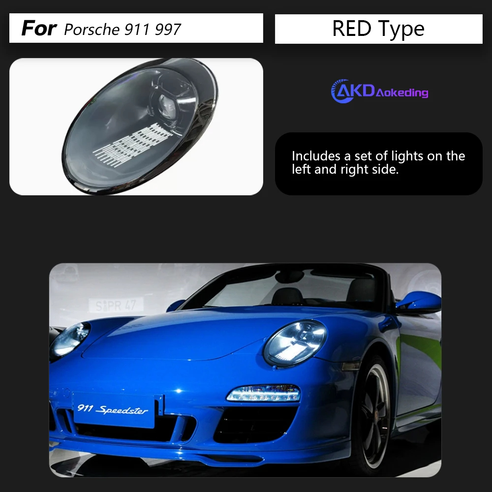 AKD Car Styling for Porsche 997.1 997.2 Headlights 2005-2012 911 LED Headlight Projector Lens DRL Head Lamp Auto Accessories