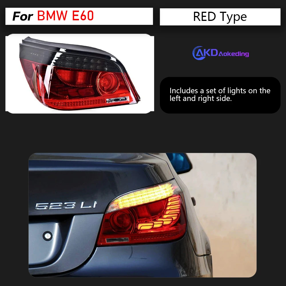 AKD Car Light for BMW E60 LED Tail Light 2003-2009 523i 525i 530i Rear Lamp DRL Dynamic Signal Brake Reverse Auto Accessories