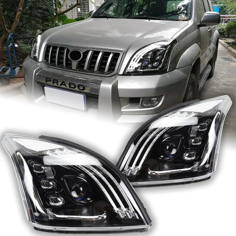  AKD Car Styling Head Lamp for Toyota Prado LED Headlight Projector Lens 2004-2009 Front Drl Signal Automotive Accessories