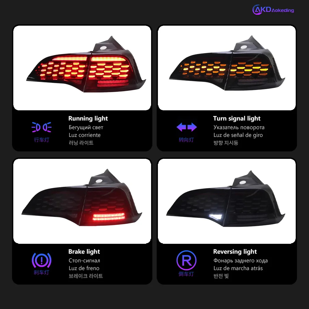 AKD Car Styling Tail Lamp for Tesla Model 3 Tail Lights Model Y LED Tail Light Dynamic Signal DRL Brake Reverse Auto Accessories