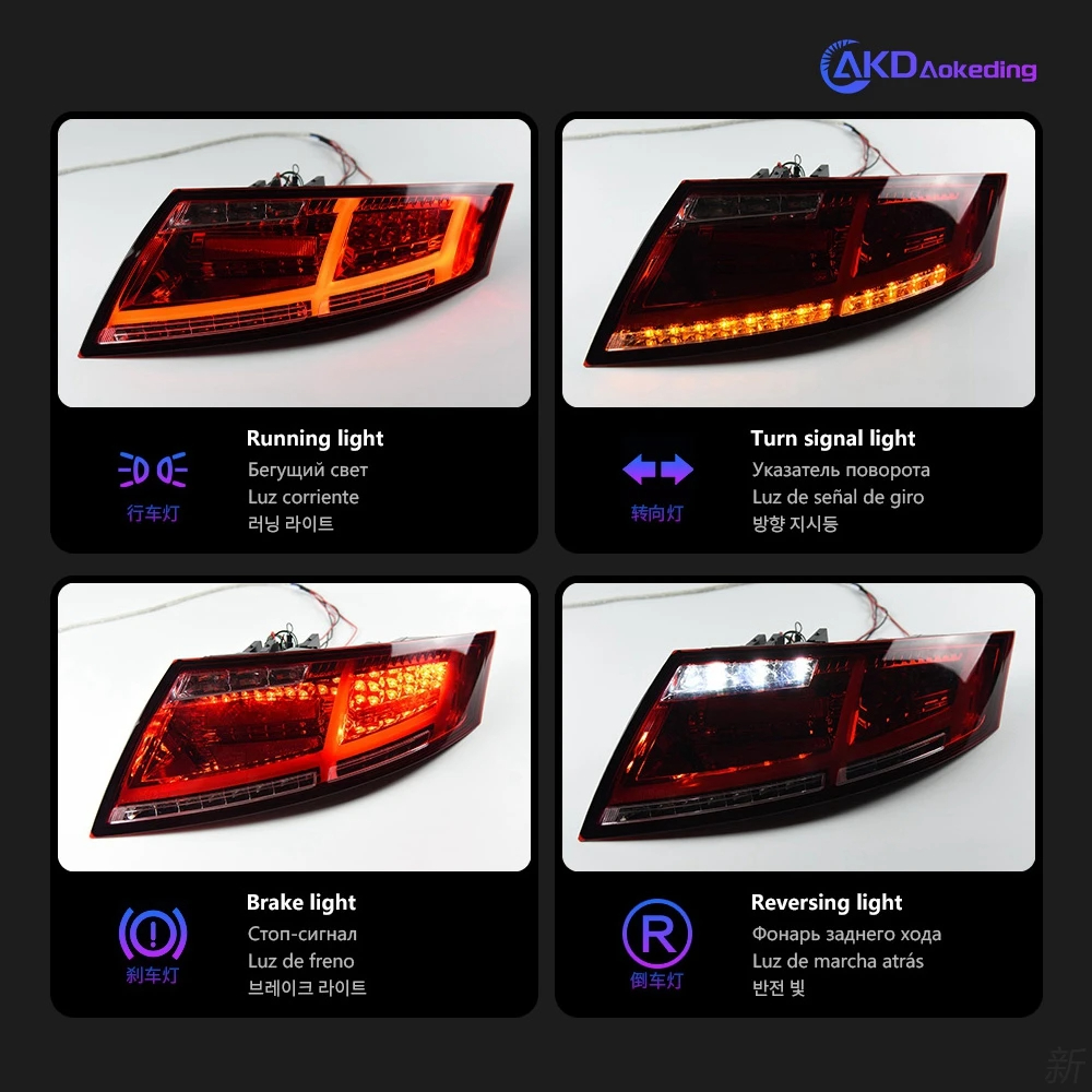 AKD Car Styling for Audi TT Tail Lights 2006-2013 TT LED Tail Lamp LED DRL Brake Dynamic Signal Reverse auto Accessories