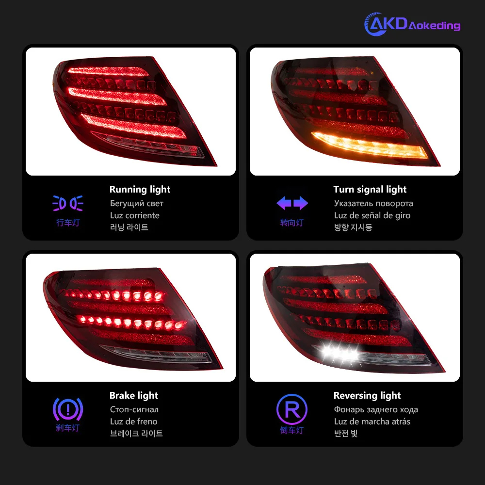 AKD Car Styling Tail Lamp for Benz W204 Tail Lights 2007-2013 Maybach Style LED DRL Turn Signal Brake Reverse Auto Accessories