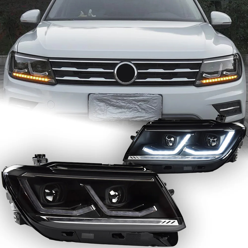 Car Lights for VW Tiguan L 2017-2021 LED Auto Headlight Assembly Upgrade 2022 Style Design LHD RHD Bicofal Lens Tools Accessories