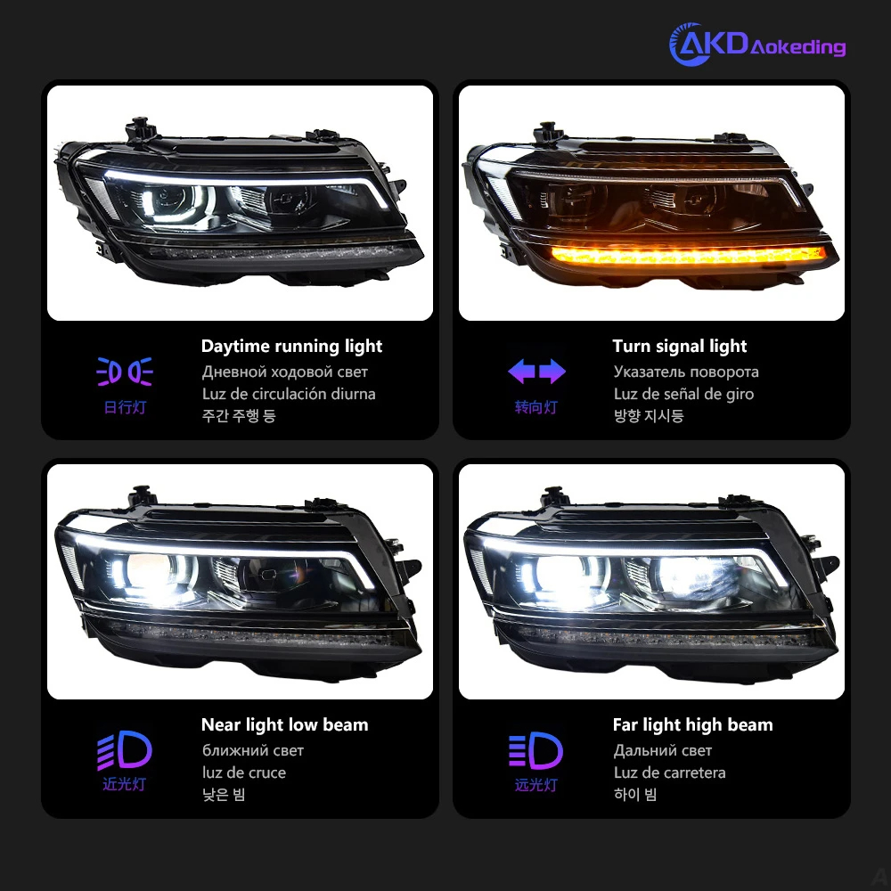 AKD Car Styling for VW Tiguan Headlights 2017-2021 Tiguan LED Headlight DRL Hid Head Lamp Angel Eye Bi Xenon Beam Accessories