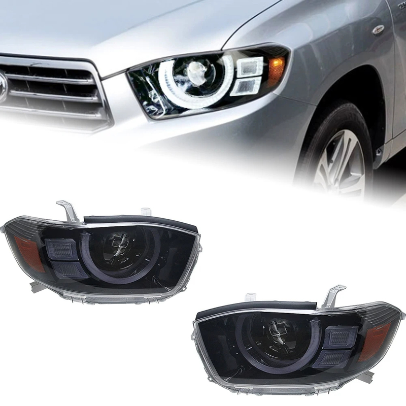 AKD Car Styling for Toyota Highlander Headlights 2007-2011 Highlander LED Headlight Kluger LED DRL High Low Beam LED Head Lamp Accessories