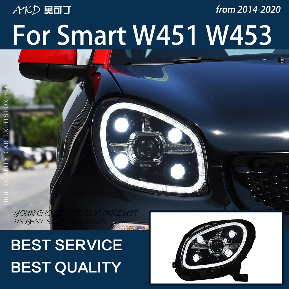 AKD Car Styling Headlights for Smart W453 LED Headlight 2015-2020 W453 Head Lamp DRL Signal Projector Lens Automotive Accessorie