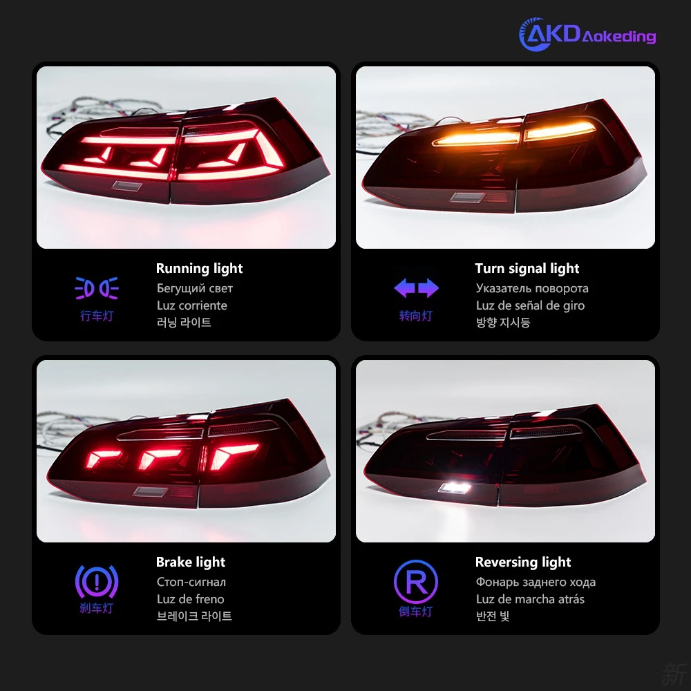 AKD Car Accessories Tail Lamp for VW Golf 7 Variant Tail Lights 2013-2020 Golf 7.5 Sports Wagen LED Tail Light Golf Alltrack DRL