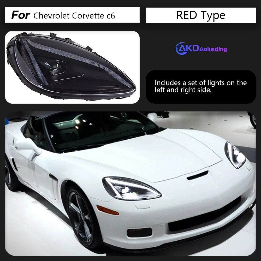 AKD Car Styling Head Lamp for Chevrolet Corvette C6 Headlights 2005-2015 C6 Headlight LED DRL Signal Lamp Automotive Accessories