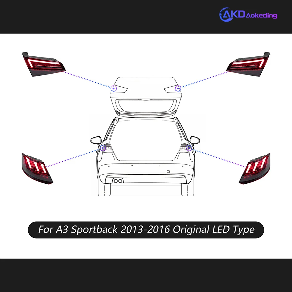 AKD Car Lights for Audi A3 LED Tail Light 2013-2019 S3 Sportback Rear Lamp DRL Dynamic Signal Reverse Automotive Accessories