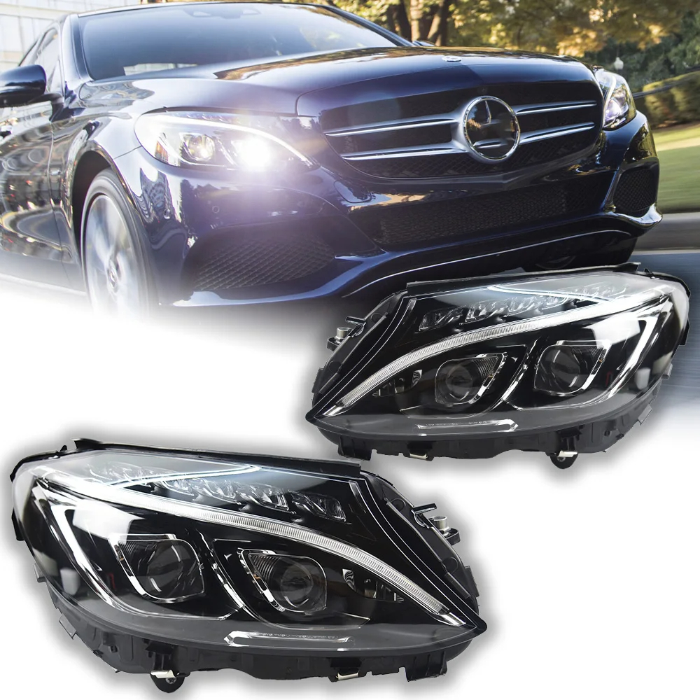 AKD Car Styling Headlights for Benz W205 C63 LED Headlight 2015-2018 Head Lamp DRL Signal Projector Lens Automotive Accessories