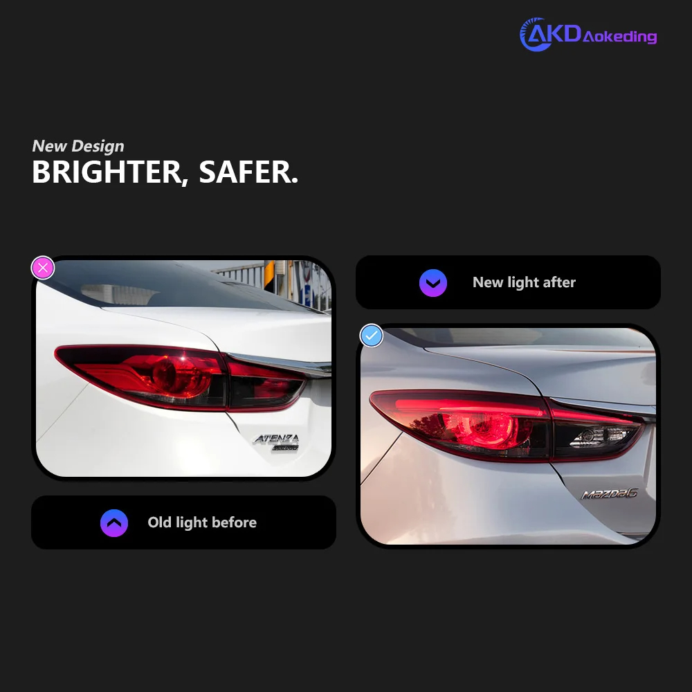 AKD Car Styling for Mazda 6 Tail Lights 2013-2018 Mazda6 Atenza LED Tail Lamp LED DRL Signal Brake Reverse auto Accessories